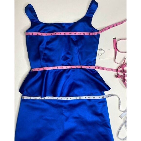SIMPLY BRIDAL Blue Satin Peplum Gown Bridesmaid Dress Gown Sz Medium NEW - Picture 8 of 10